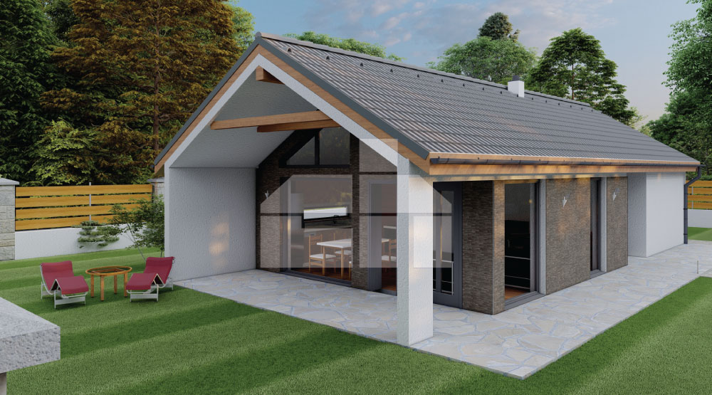 Two-bedroom bungalow, covered terrace with side wall - No.17