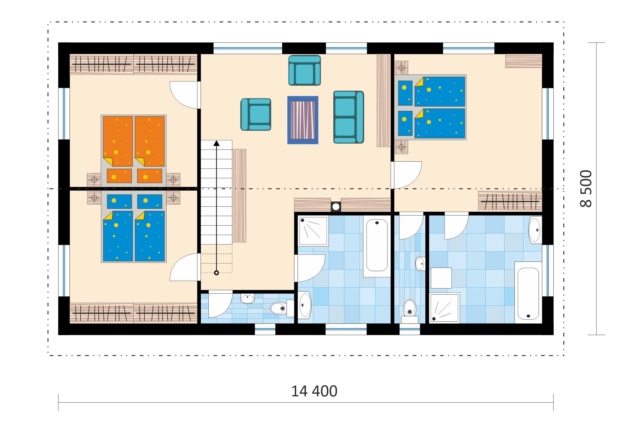 Modern two-story large cottage, nr.57, layout