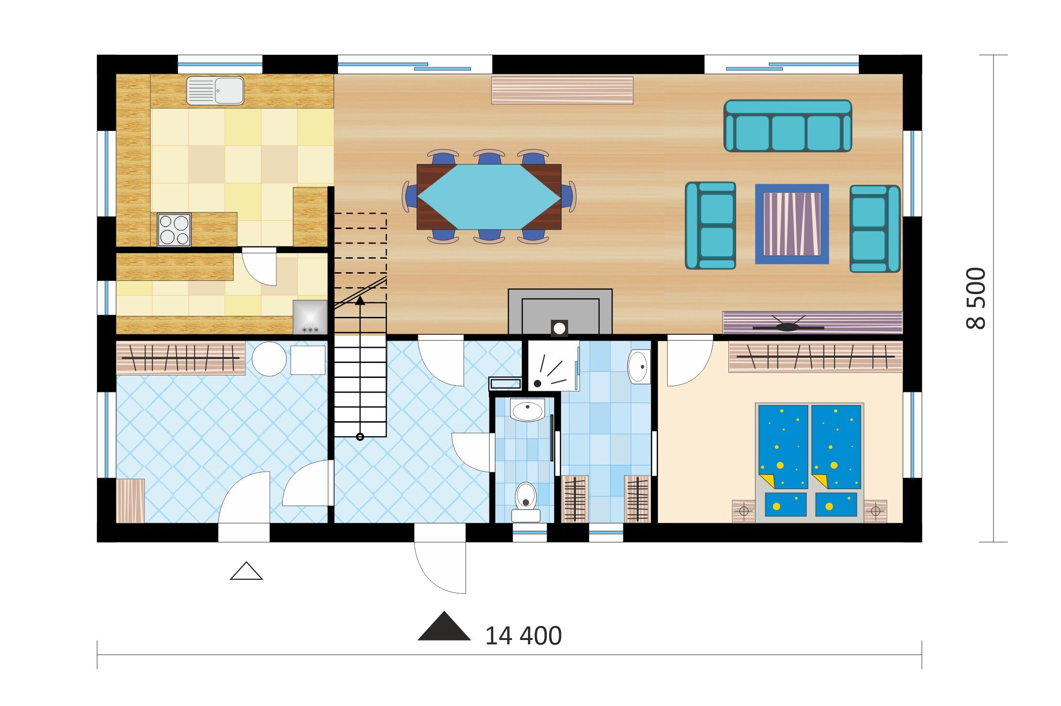 Modern two-story large cottage, nr.57, layout